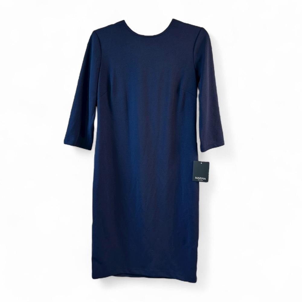 Marina NWT Navy Blue Women's Dress bow neck - Picture 2 of 7
